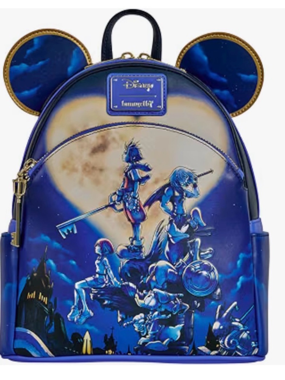 Loungefly Blue and Gold Kingdom Hearts Mini Backpack with Mouse Ears